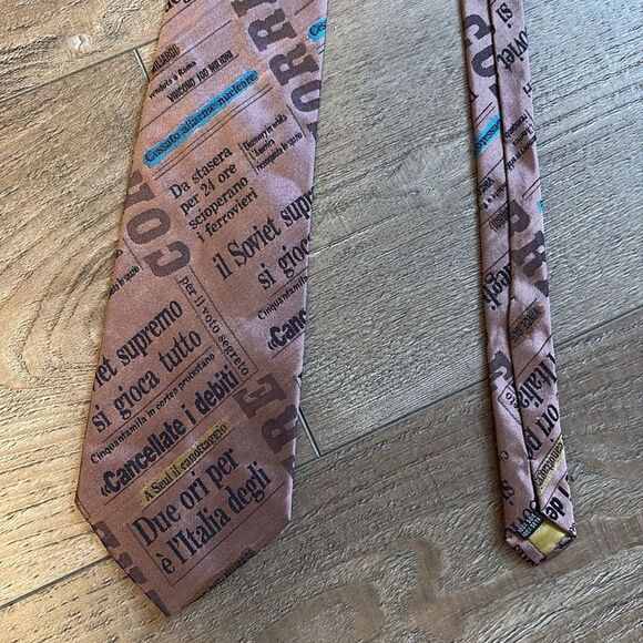 Missoni Silk Italian Newspaper Print Patterned Neck Tie - Picture 1 of 5